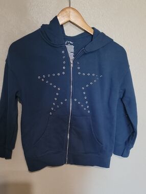 Women’s Navy Star-Stud Zip Hoodie